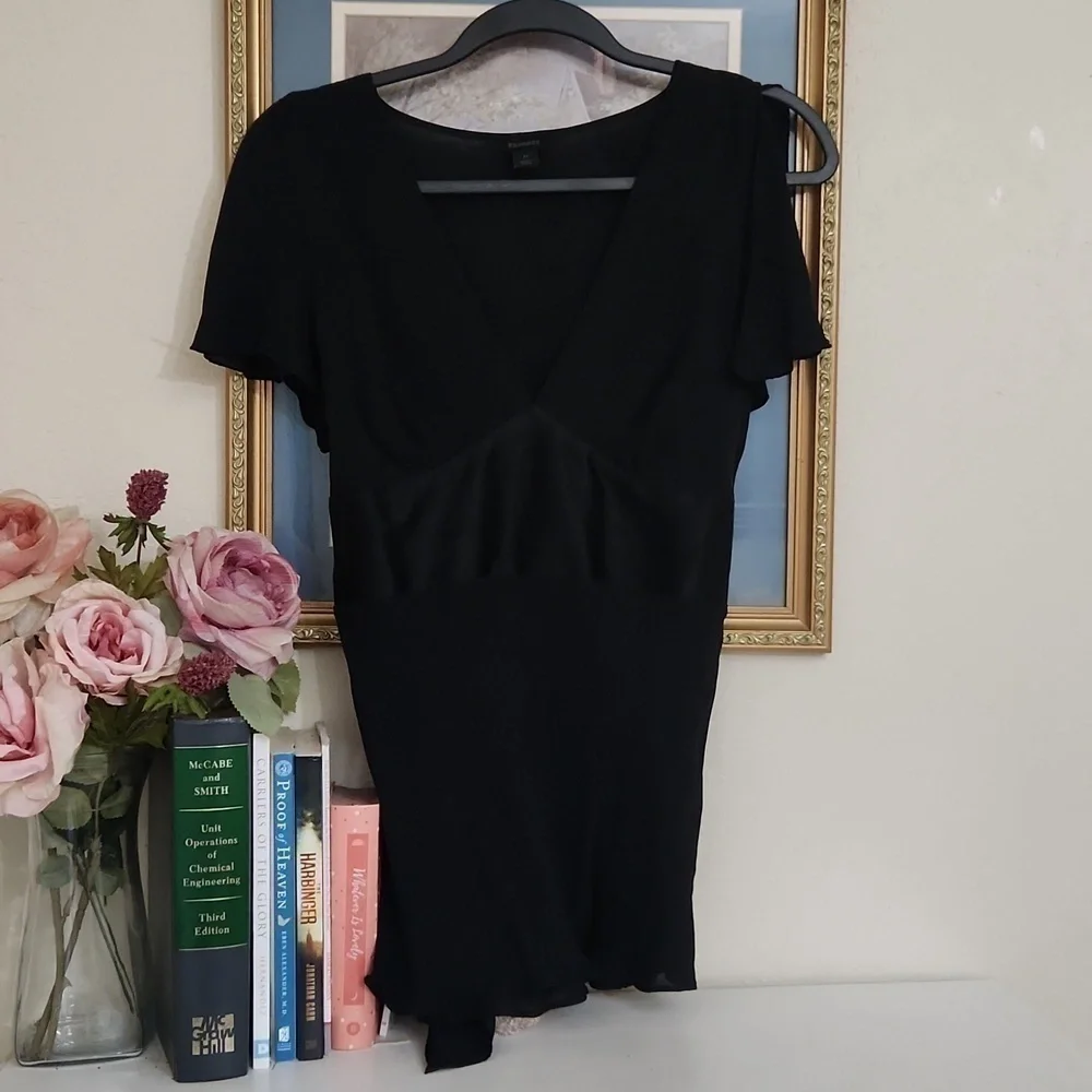 Sexy Y2K 100%Silk Black Waist Defined Size Medium Sexy Flirty Feminine Whimsical - Picture 2 of 12